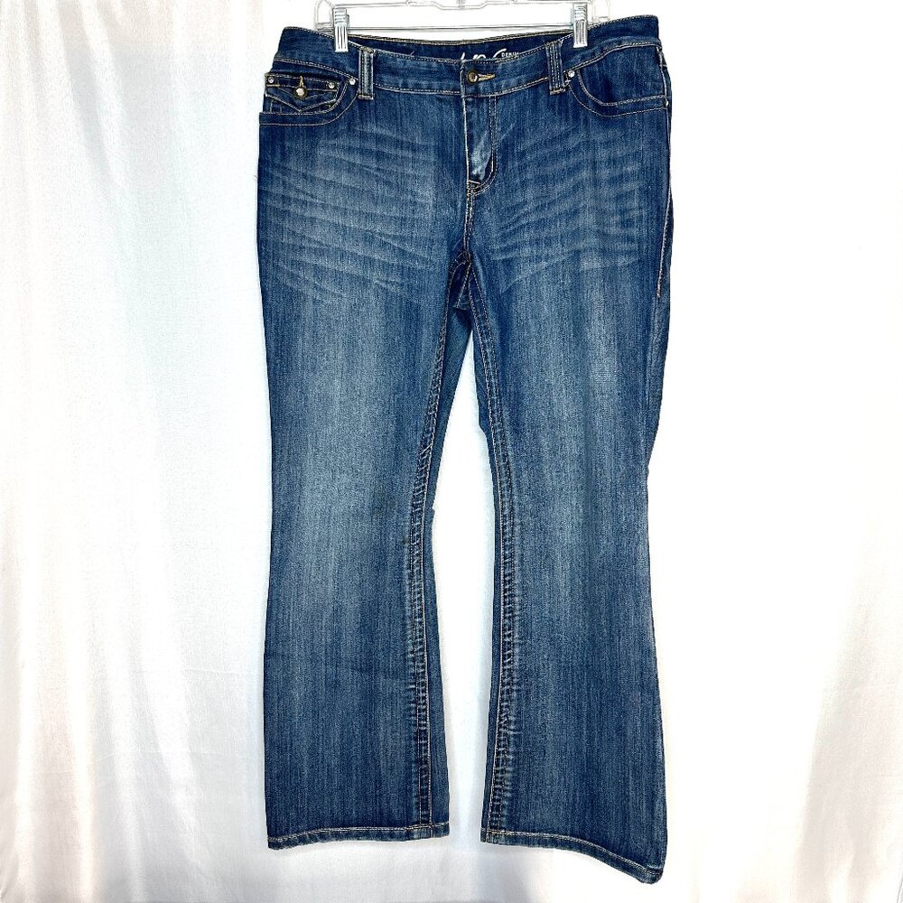 INC Bootcut Curvy‎ Fit Jeans, Size 14 Y2K Western Whiskered Stretch